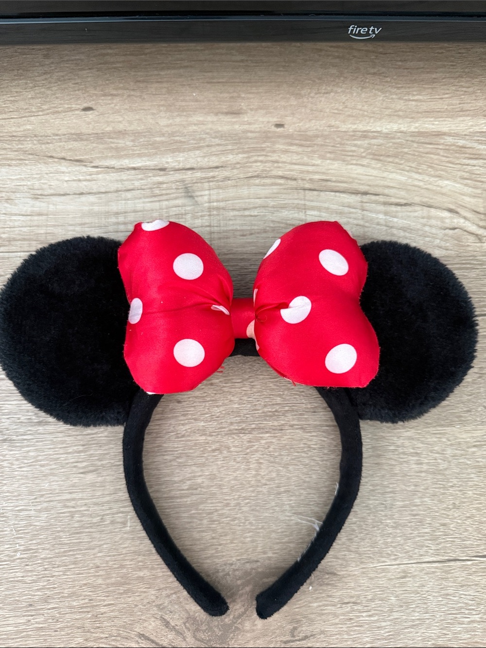 Disney Minnie Mouse Black Ear Headband with Red Polka Dot Bow